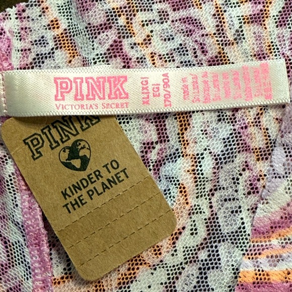 Victoria’s Secret PINK Lace Thong Underwear XL Multicolor Wave Print NWT - Picture 2 of 3